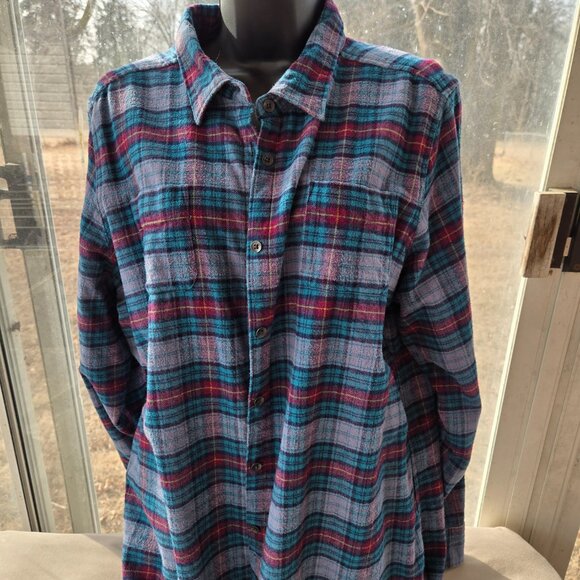 Woolrich Flannel XXL Grey, Blue, & Red - Picture 1 of 6